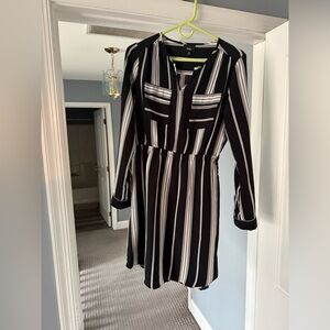 Mossimo Supply Co. Black and White Striped Long Sleeve Dress
